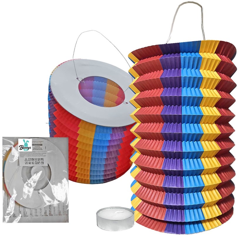 Πασχαλινό Φαναράκι Χάρτινο Πολύχρωμο Με Ρεσώ 16x25εκ. Bunny's (Σετ 10 Τεμάχια) (Υλικό: Χαρτί) - Bunny's - 73-220